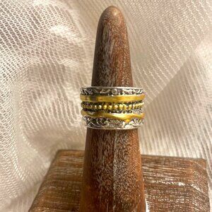 Two Tone Bali Ring Size 6